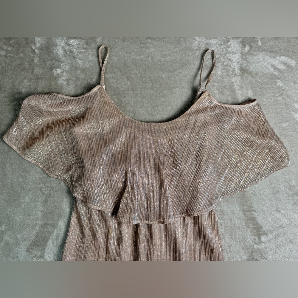 Show Me Your MuMu Caitlin Ruffle Maxi Dress Womens Small Pink Sparkle Chiffon - Picture 5 of 15